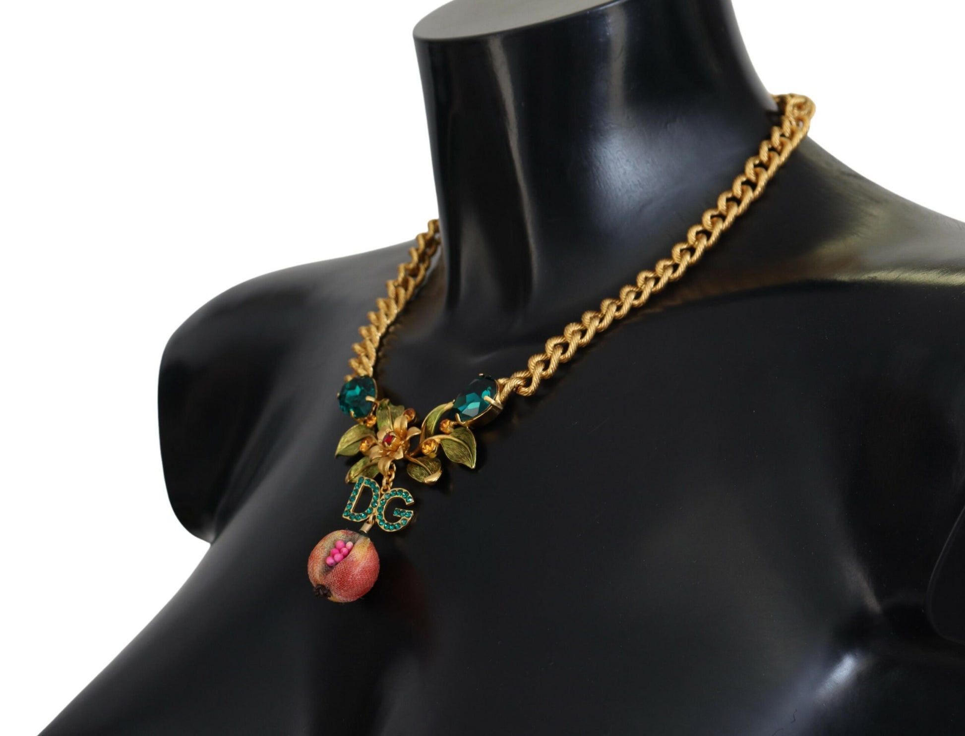 Dolce & Gabbana Elegant Gold-Tone Floral Fruit Necklace