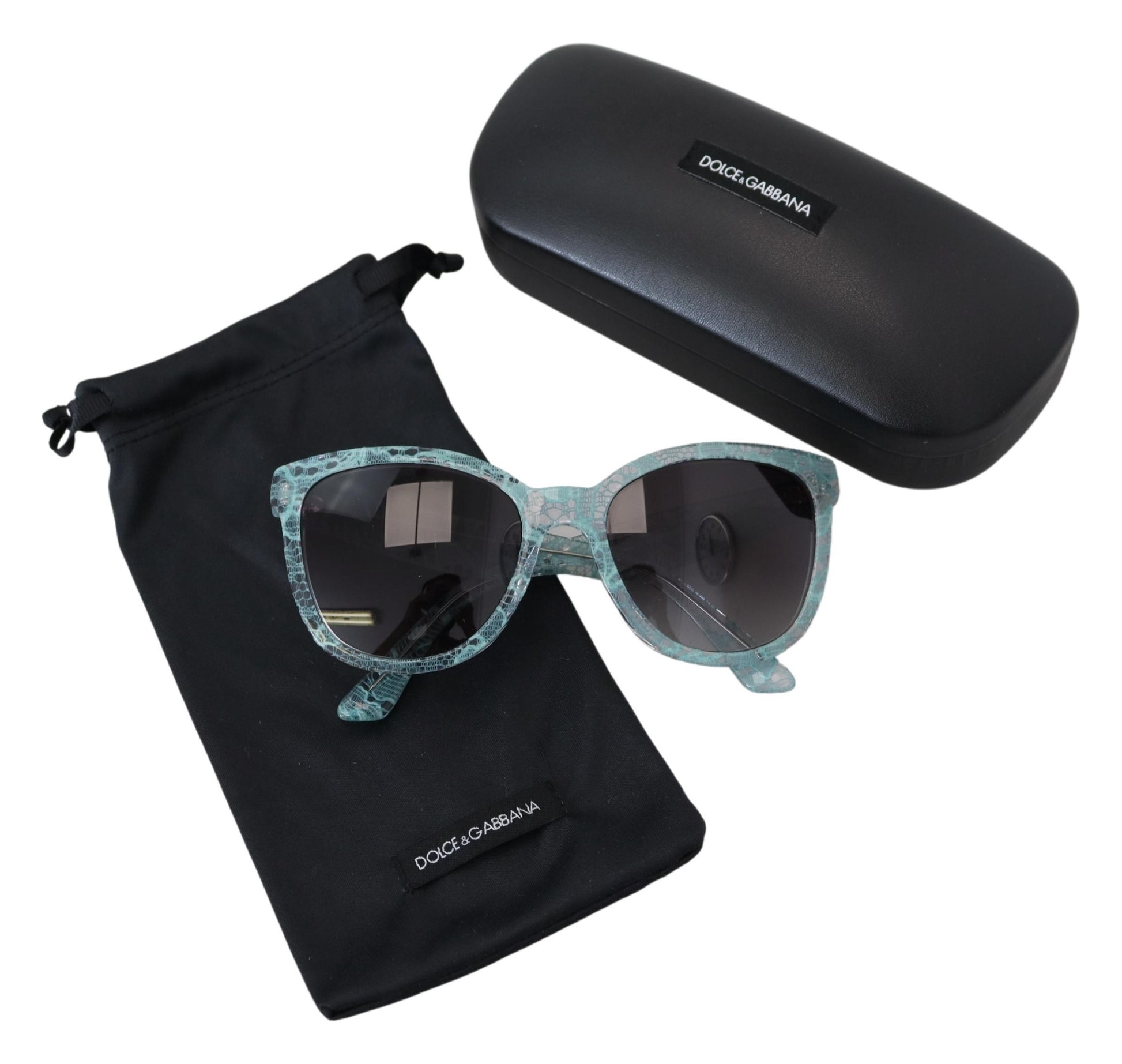 Dolce & Gabbana Elegant Blue Lace Detail Sunglasses