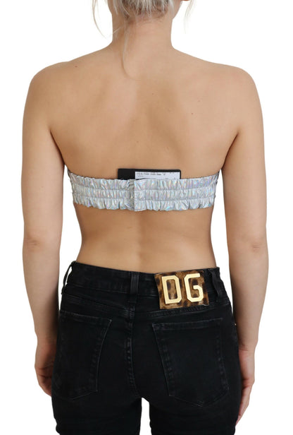 Dolce & Gabbana Silver Shimmer Bustier Top