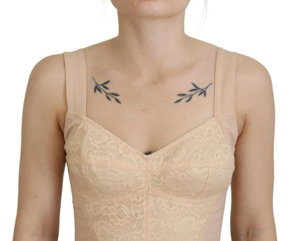 Dolce & Gabbana Elegant Beige Bustier Corset Top