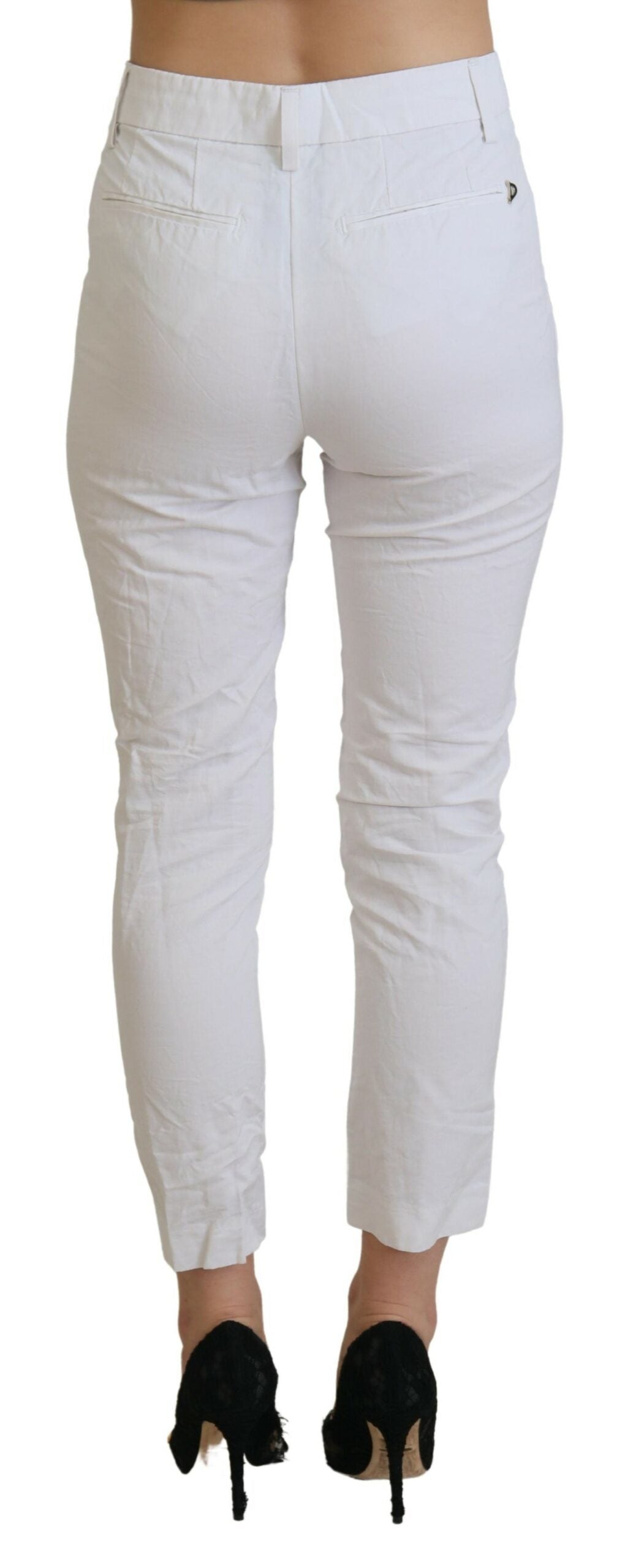 Dondup Elegant High Waist Tapered White Pants