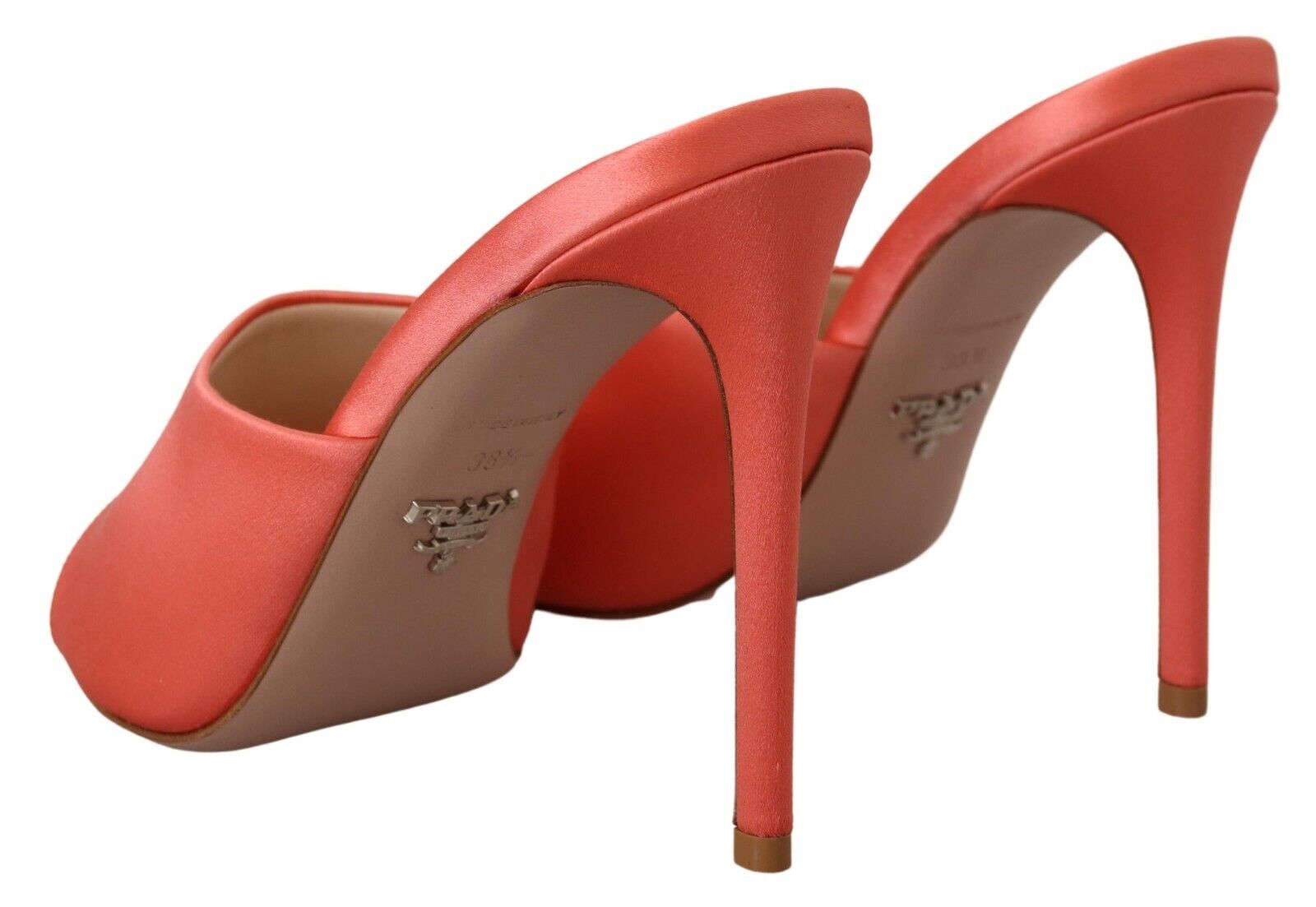 Prada Elegant Coral Leather Heels Sandals