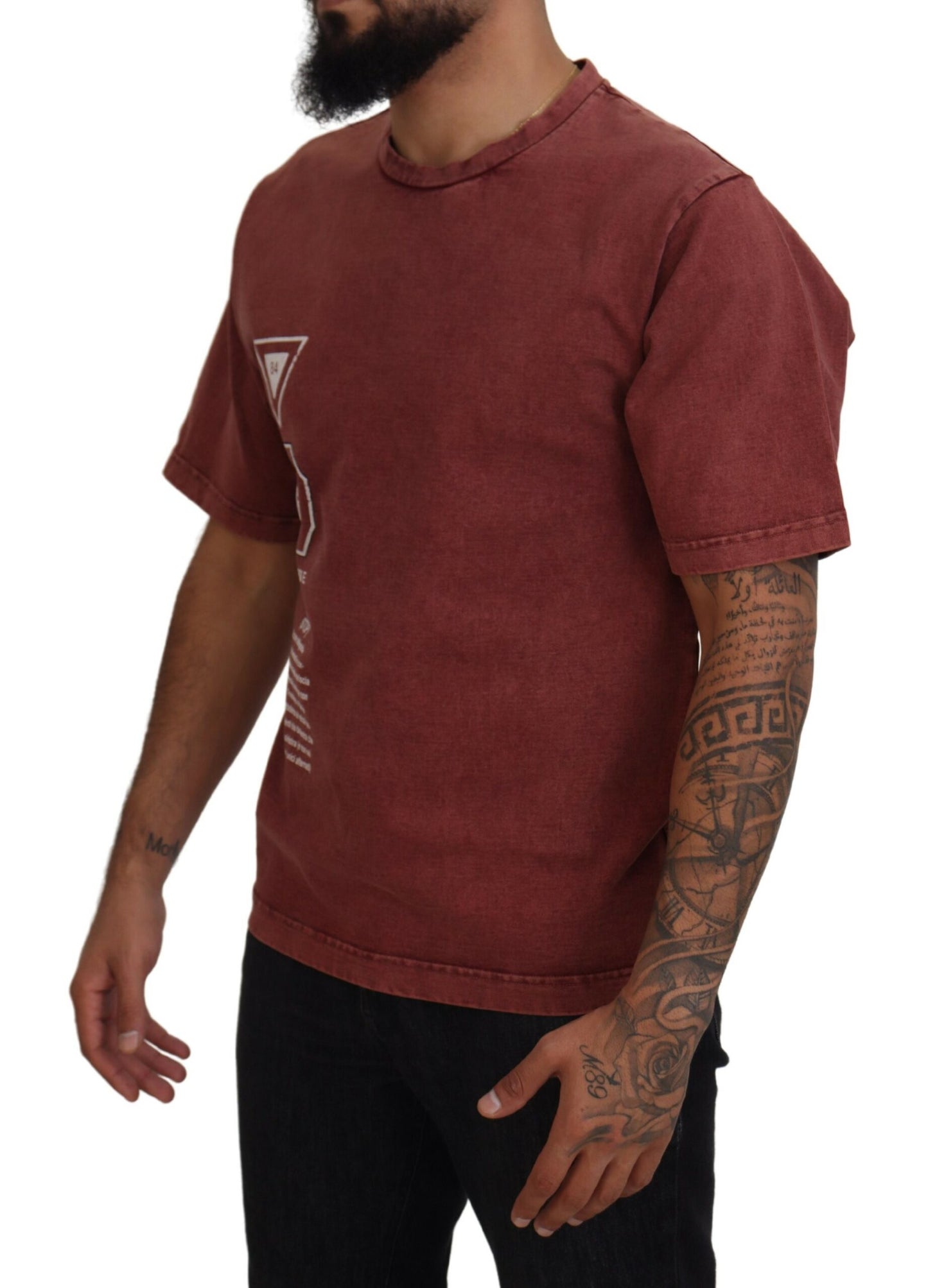 Dolce & Gabbana Elegant Maroon Printed Cotton Tee