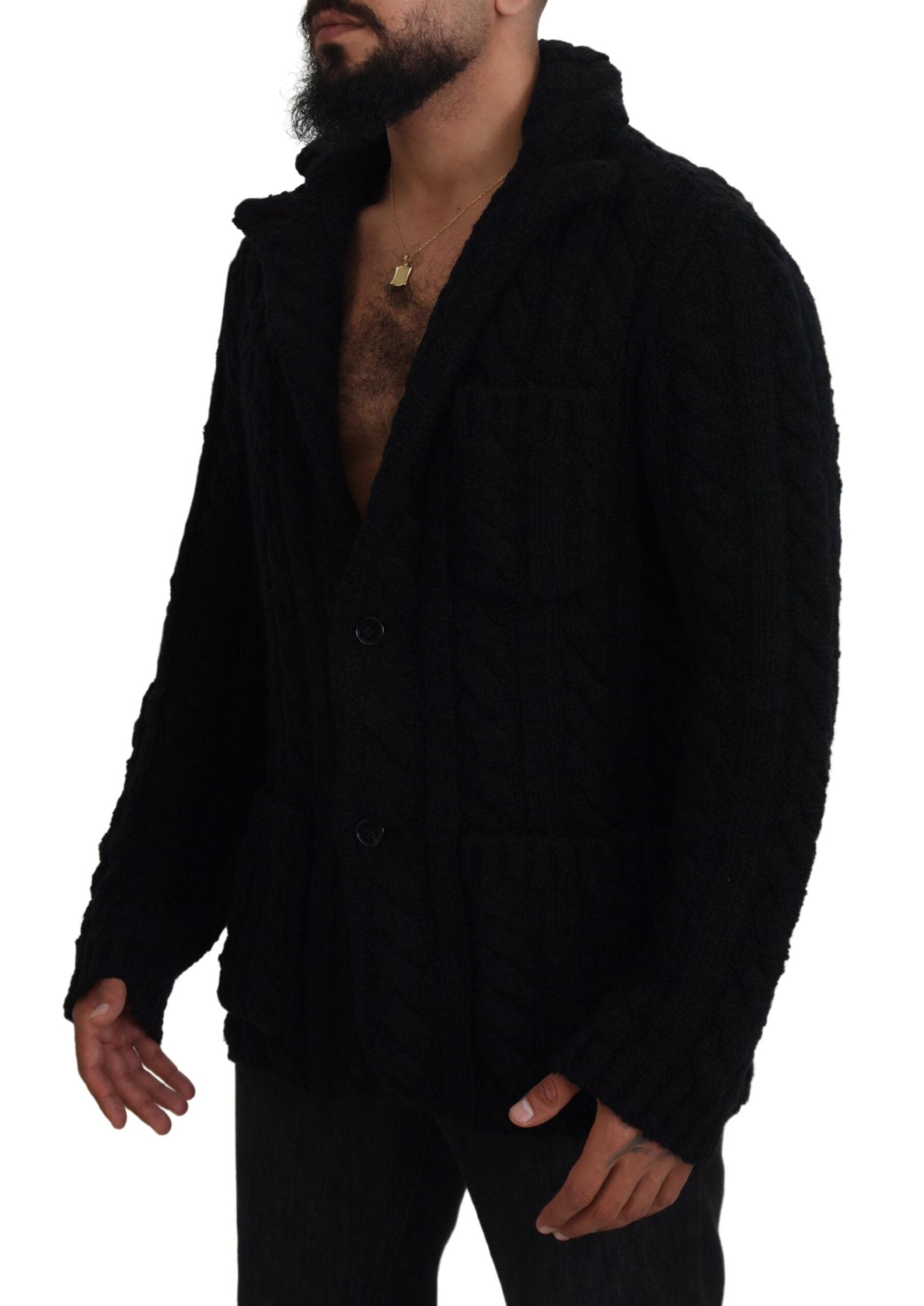 Dolce & Gabbana Elegant Black Wool-Cashmere Cardigan Sweater