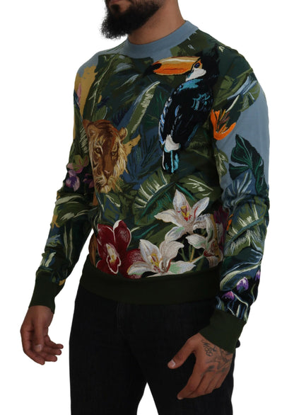 Dolce & Gabbana Jungle Embroidered Wool Silk Sweater