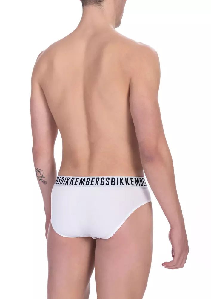 Bikkembergs Chic White Cotton Blend Briefs Bi-Pack