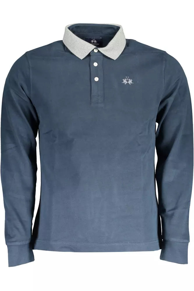 La Martina Elegant Blue Long-Sleeved Polo