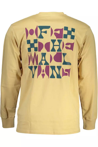 Vans Beige Long Sleeve Cotton Tee with Logo Print