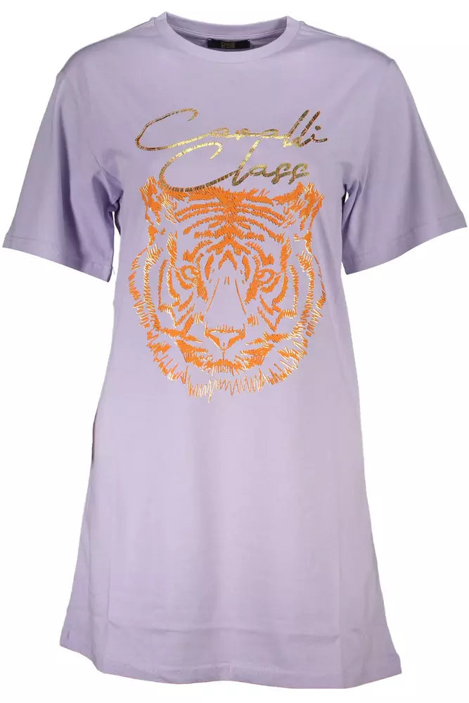 Cavalli Class Elegant Purple Short Sleeve Tee