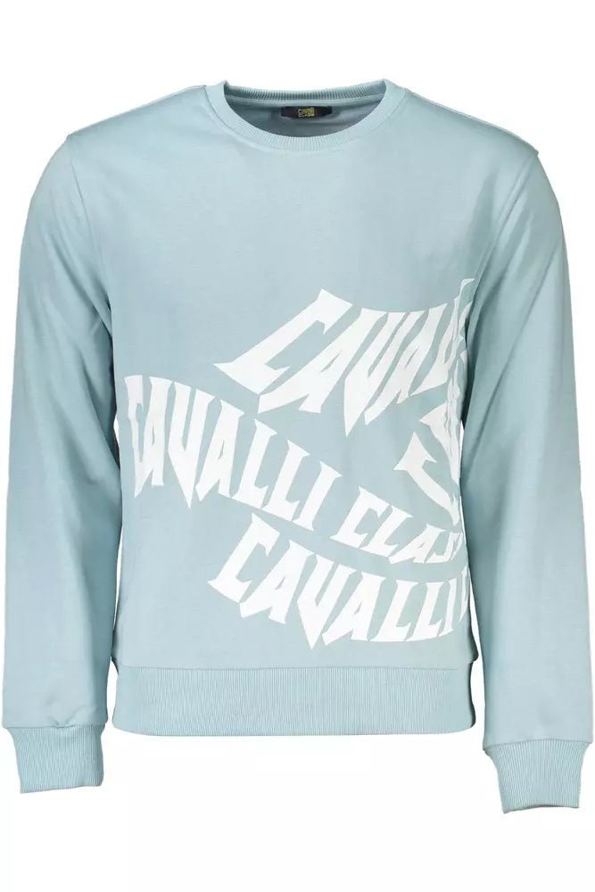 Cavalli Class Light Blue Cotton Men Sweater