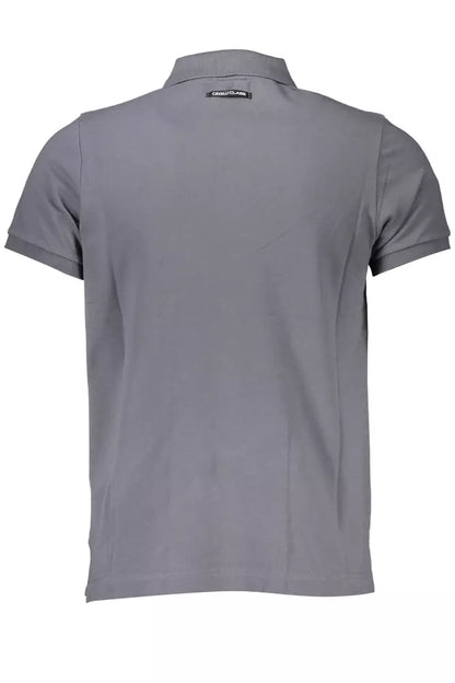 Cavalli Class Sleek Gray Cotton Polo with Classic Print