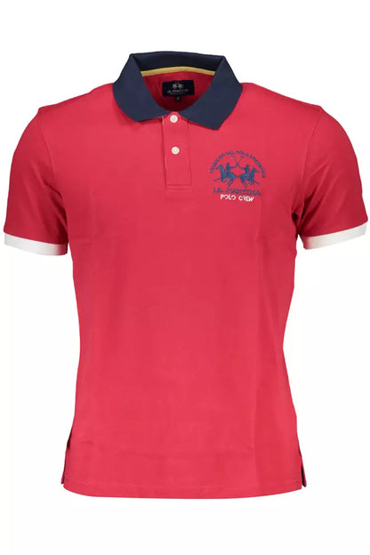 La Martina Red Cotton Men Polo