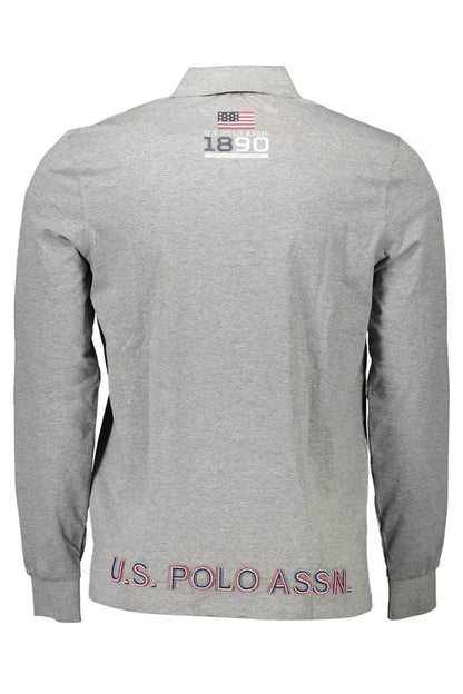 U.S. POLO ASSN. Chic Gray Long-Sleeved Polo with Contrasting Accents