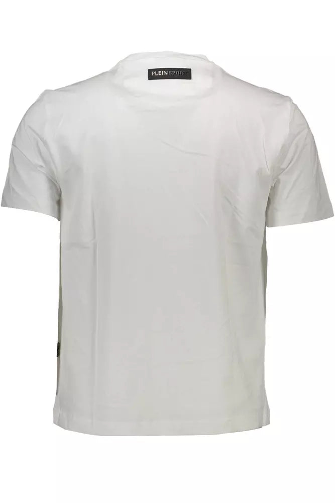 Plein Sport Pristine White Cotton Tee with Bold Accents