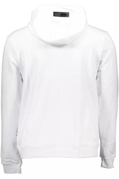 Plein Sport Chic White Hooded Cotton Sweatshirt with Logo