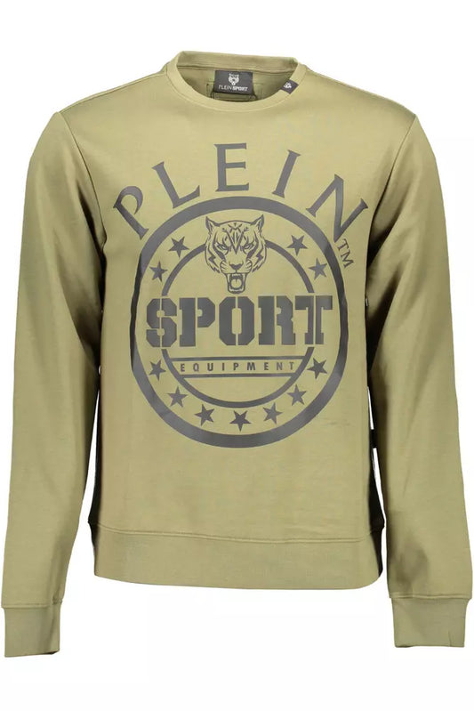 Plein Sport Green Cotton Blend Logo Sweatshirt