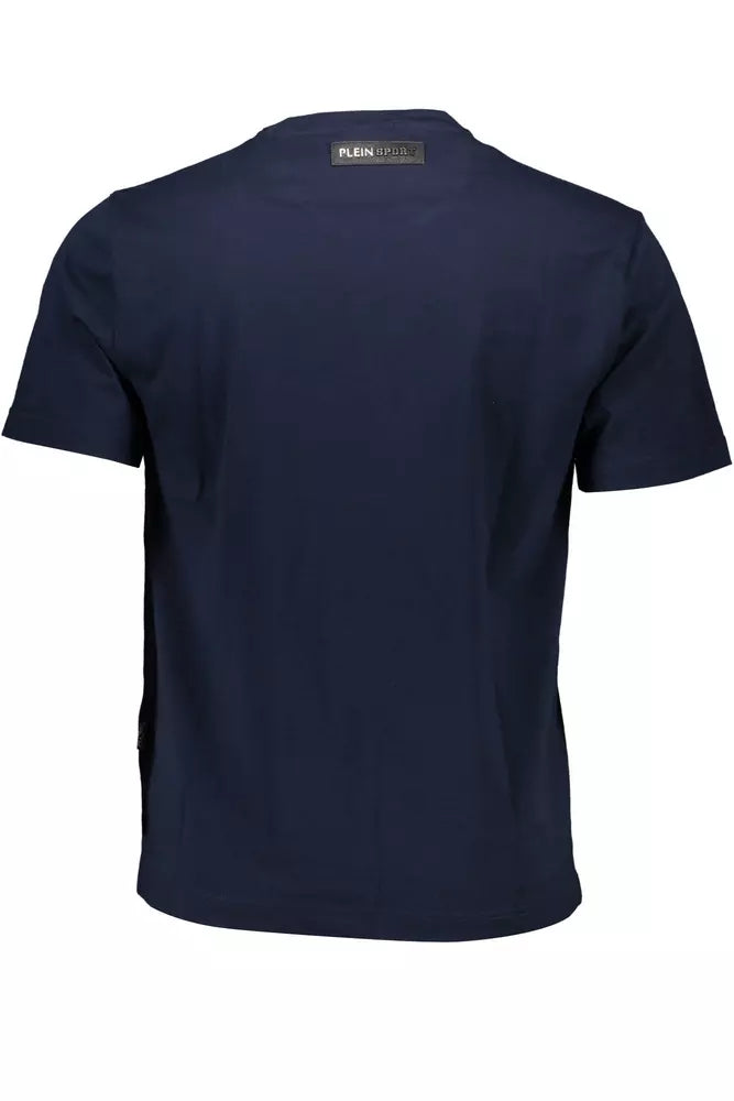 Plein Sport Elevated Blue Cotton Tee with Signature Details