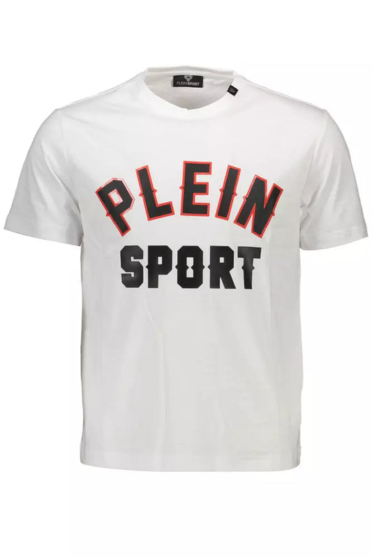 Plein Sport Sleek White Crew Neck Tee with Contrasting Accents