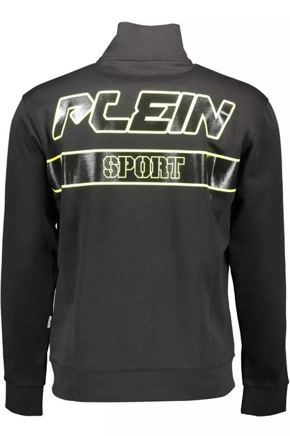 Plein Sport Sleek Long-Sleeve Zip Sweatshirt with Contrasts