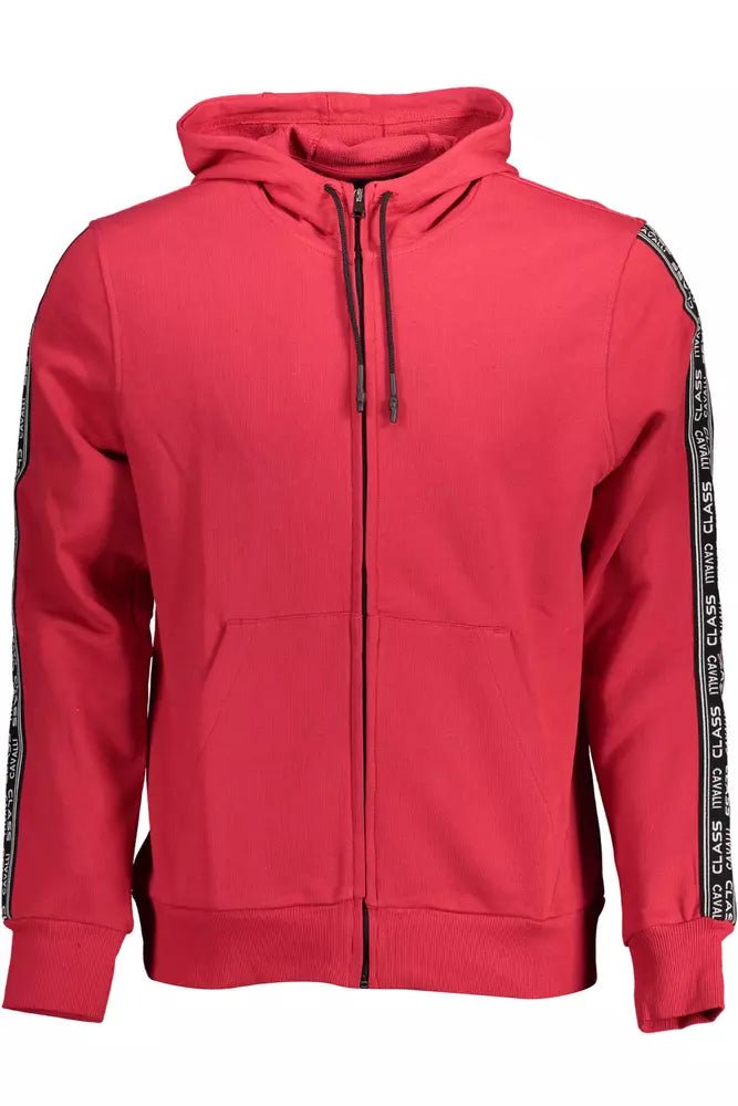 Cavalli Class Chic Pink Hooded Sweatshirt with Contrasting Details