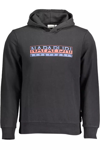 Napapijri Sleek Black Hooded Cotton Sweatshirt