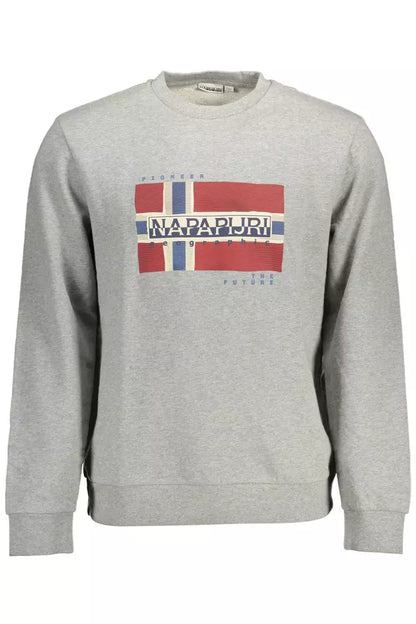 Napapijri Chic Grey Cotton Sweatshirt with Iconic Print