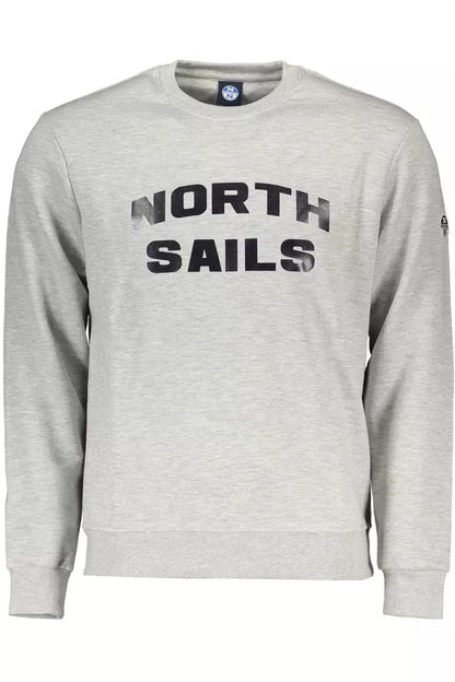 North Sails Elegant Gray Round Neck Cotton Blend Sweatshirt