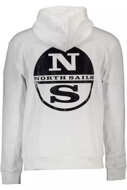 North Sails Sleek White Hooded Sweatshirt with Logo Print