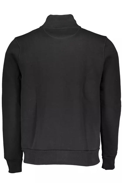 North Sails Sleek Black Zip Sweater with Logo Detail