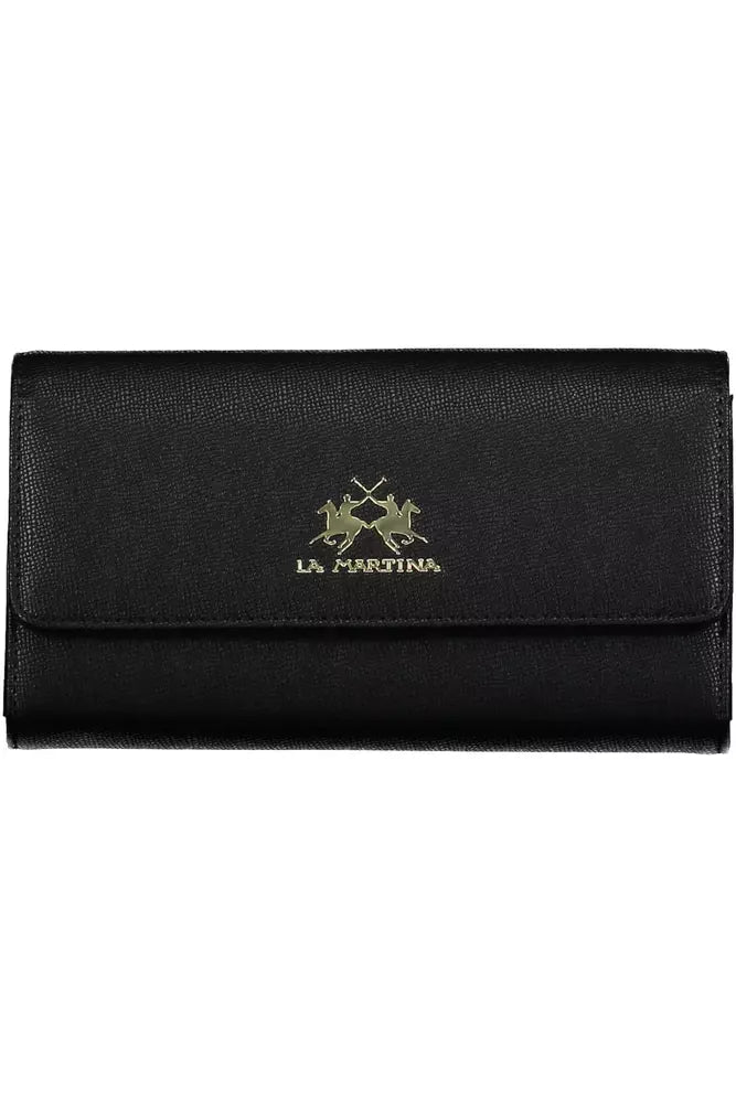 La Martina Elegant Black Polyethylene Wallet with Logo