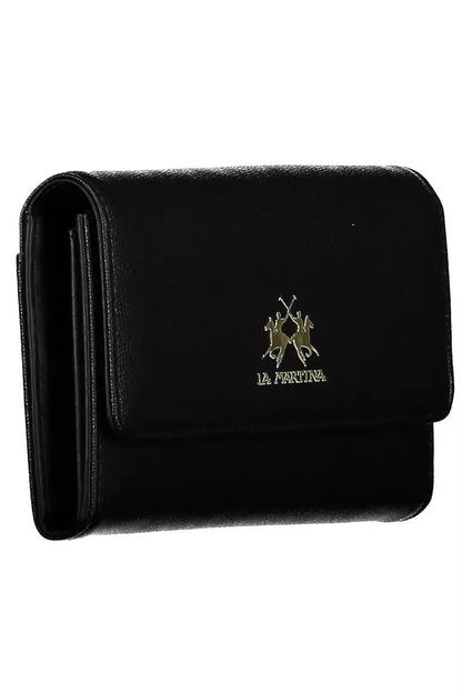 La Martina Elegant Black Polyethylene Wallet with Logo