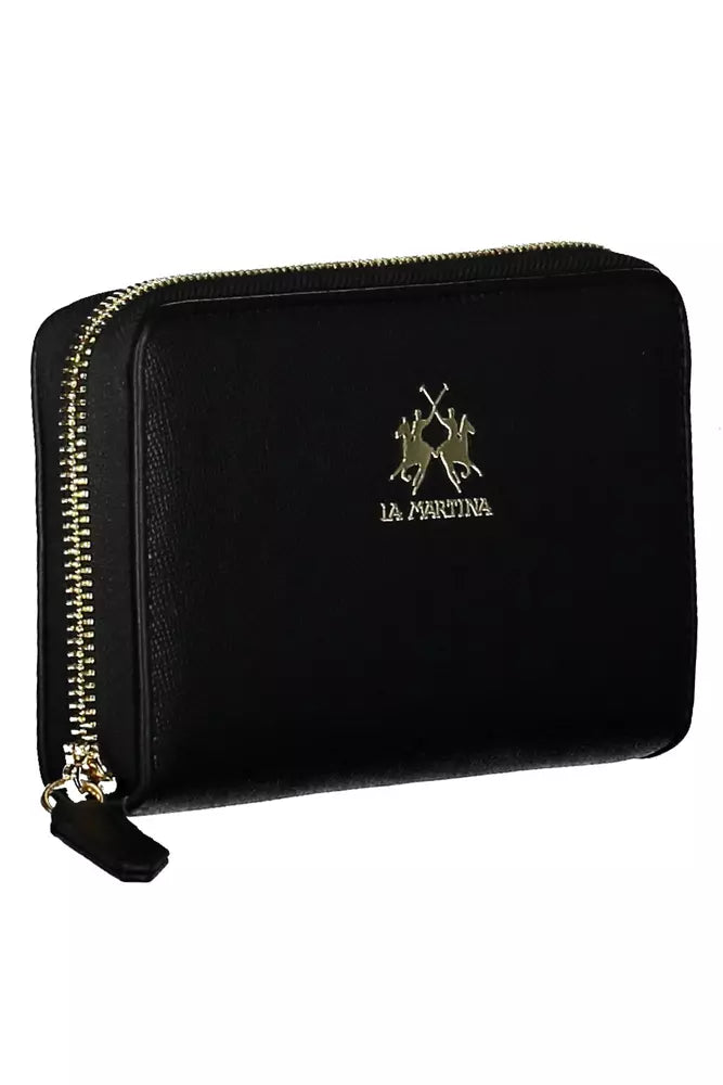 La Martina Elegant Black Wallet with Multiple Compartments