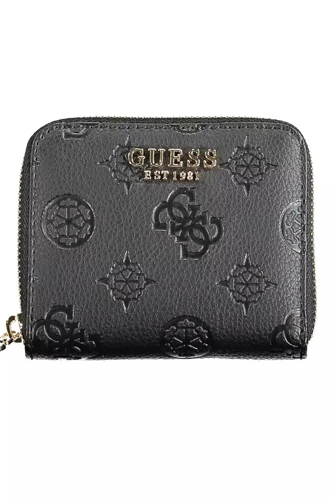 Guess Jeans Elegant Black Wallet with Contrasting Details