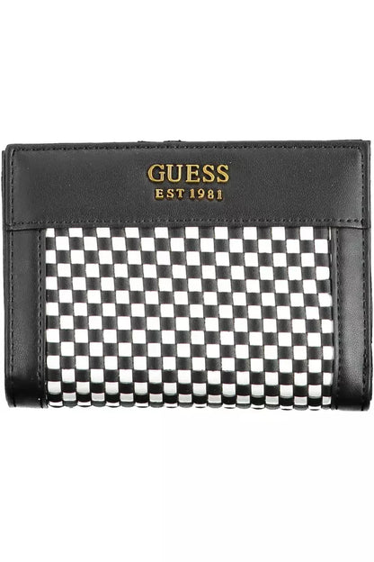 Guess Jeans Sleek Black Polyethylene Wallet with Contrasting Details