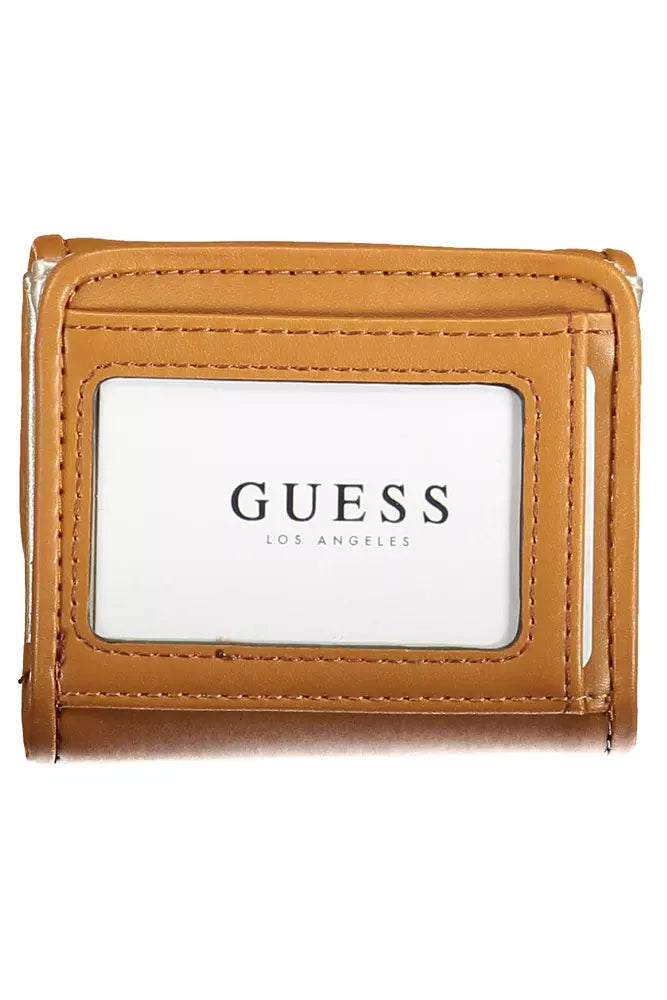 Guess Jeans Chic Brown Snap Wallet with Contrast Detailing