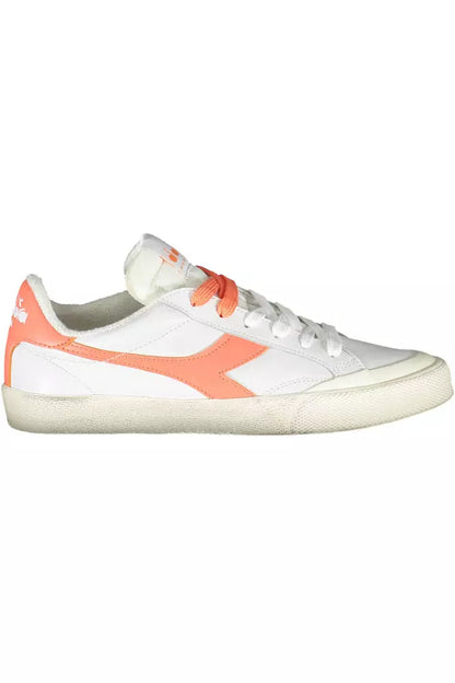 Diadora Elegant White Leather Lace-Up Sneakers