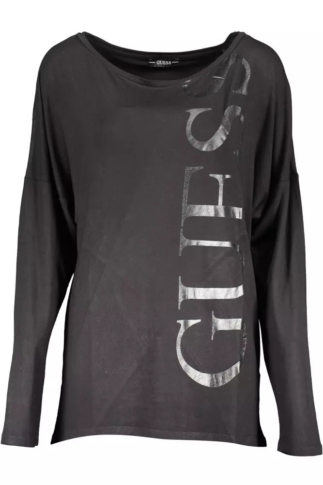 Guess Jeans Sleek Black Long Sleeve Logo Tee