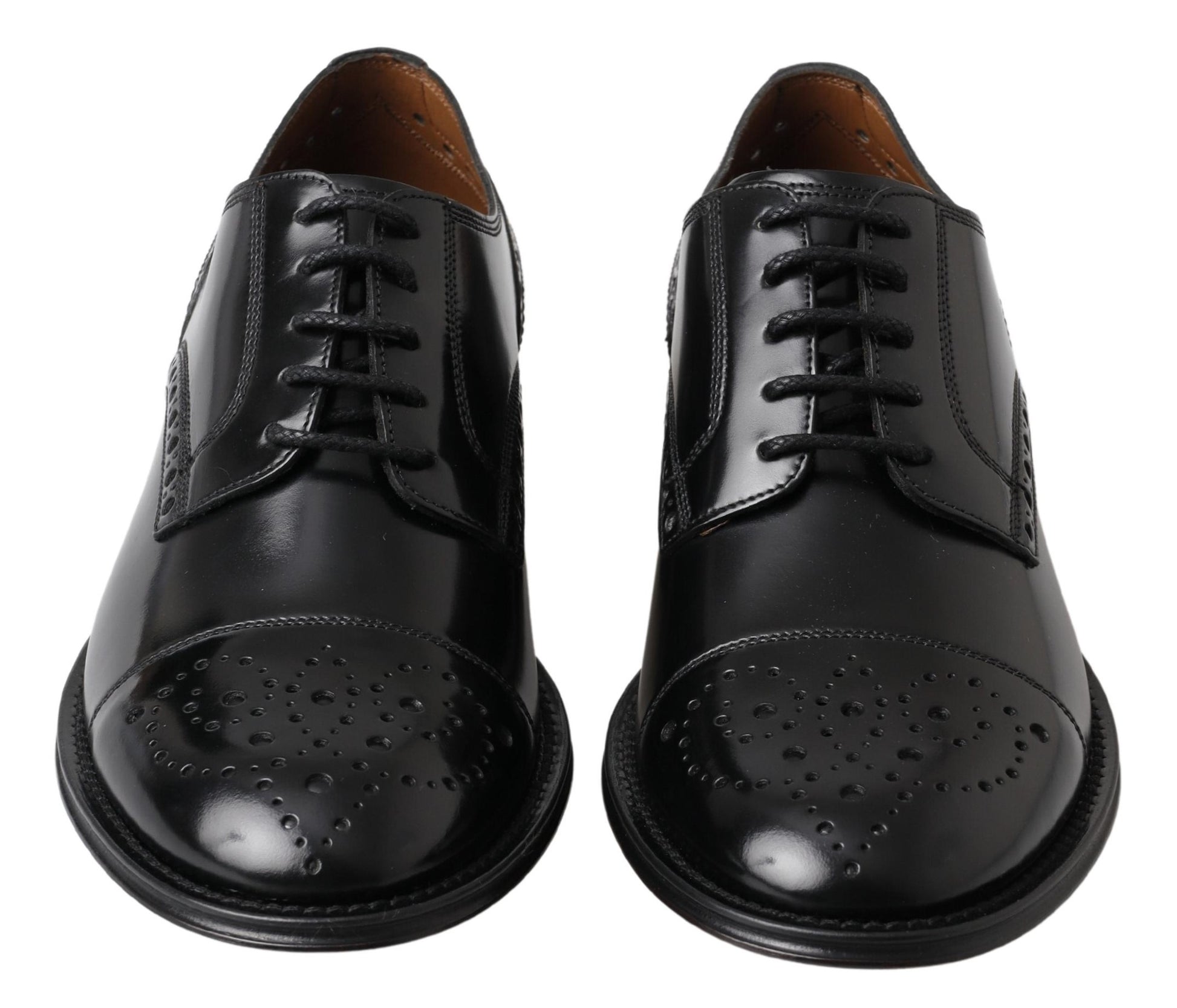 Dolce & Gabbana Elegant Black Leather Oxford Wingtip Shoes