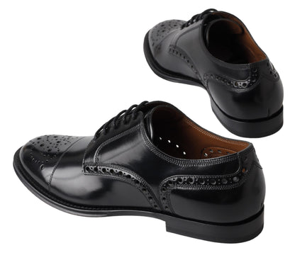 Dolce & Gabbana Elegant Black Leather Oxford Wingtip Shoes