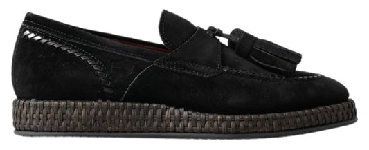 Dolce & Gabbana Chic Black Suede Espadrille Sneakers