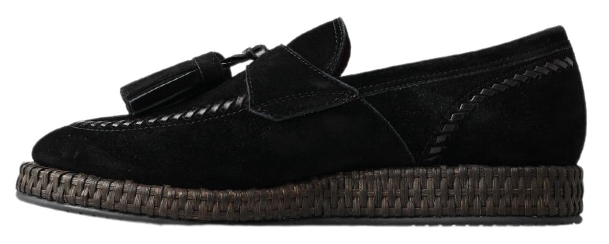 Dolce & Gabbana Chic Black Suede Espadrille Sneakers