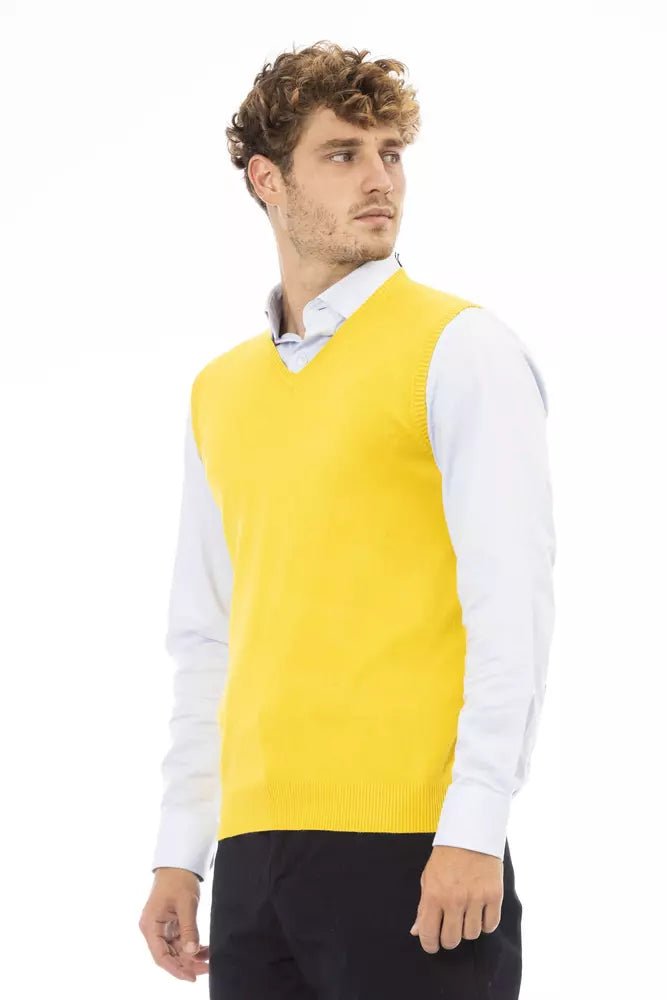 Alpha Studio Yellow Viscose Men Vest