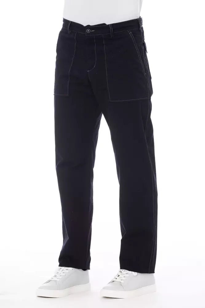 Alpha Studio Blue Cotton Men Pant