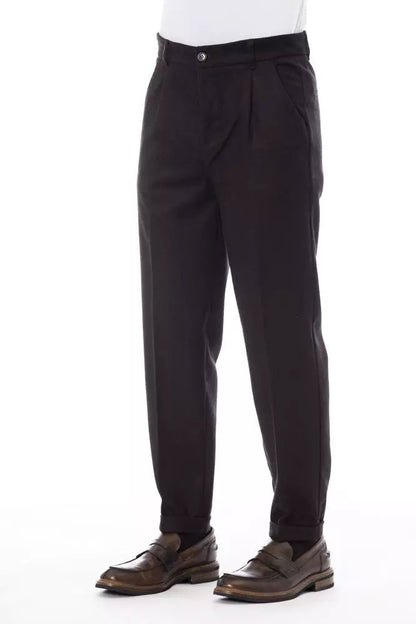 Alpha Studio Brown Wool Men's Pant