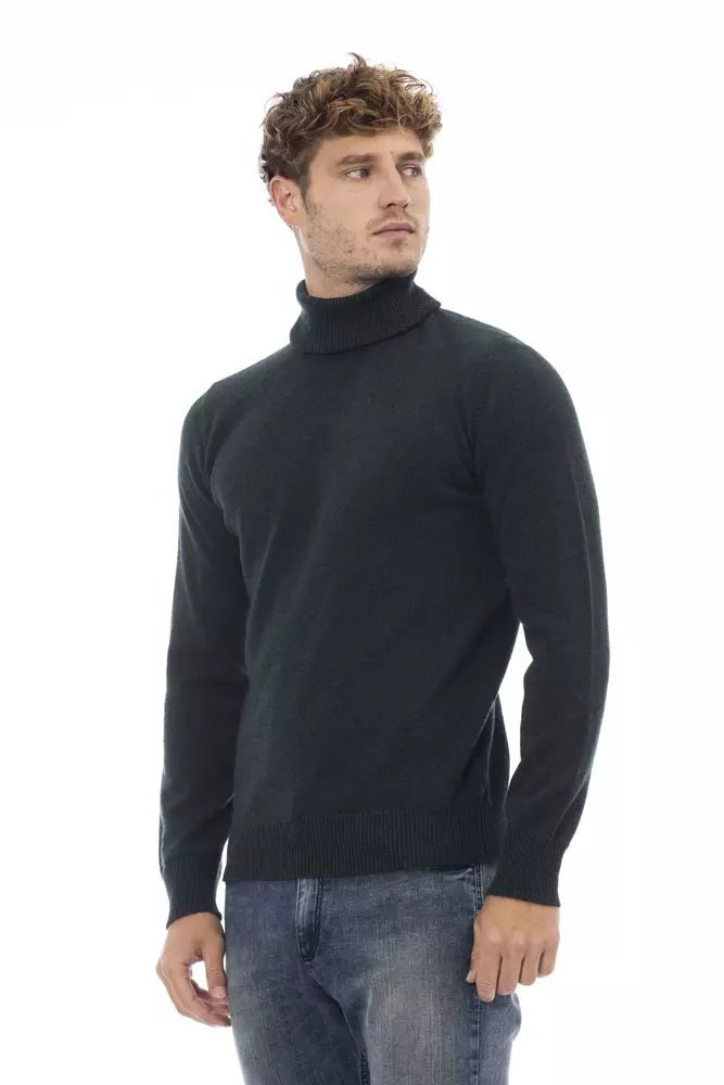 Alpha Studio Green Wool Men Sweater