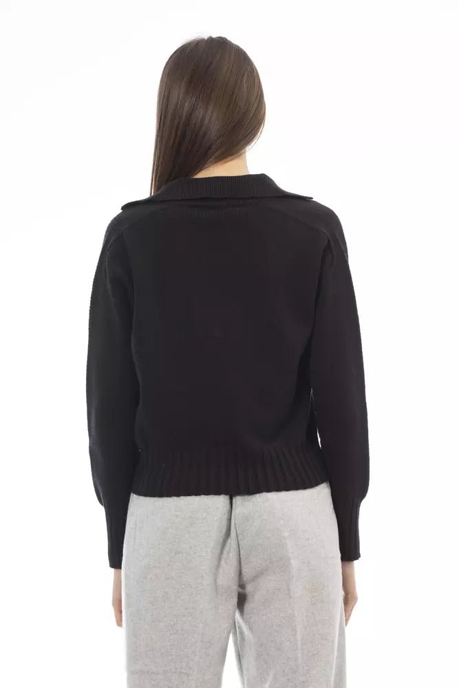 Alpha Studio Black Wool Women Sweater