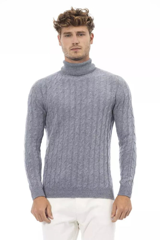 Alpha Studio Light Blue Cashmere Men Sweater