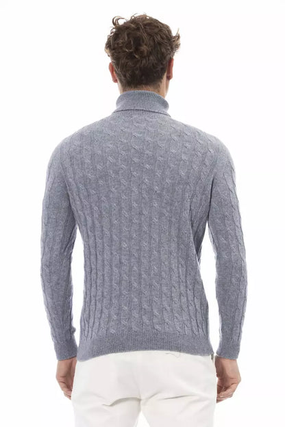 Alpha Studio Light Blue Cashmere Men Sweater