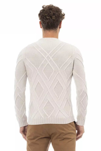 Alpha Studio Beige Merino Wool Men Sweater