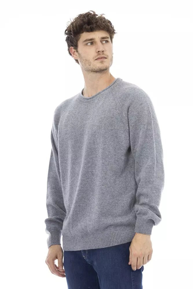 Alpha Studio Light Blue Cashmere Men Sweater